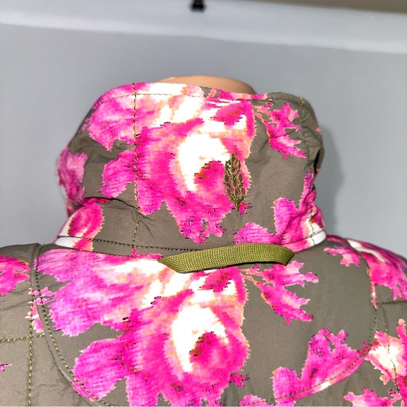 Free People FP Movement Printed Pippa Packable Puffer Jacket Sz S Pink Rose NWT - Picture 9 of 16